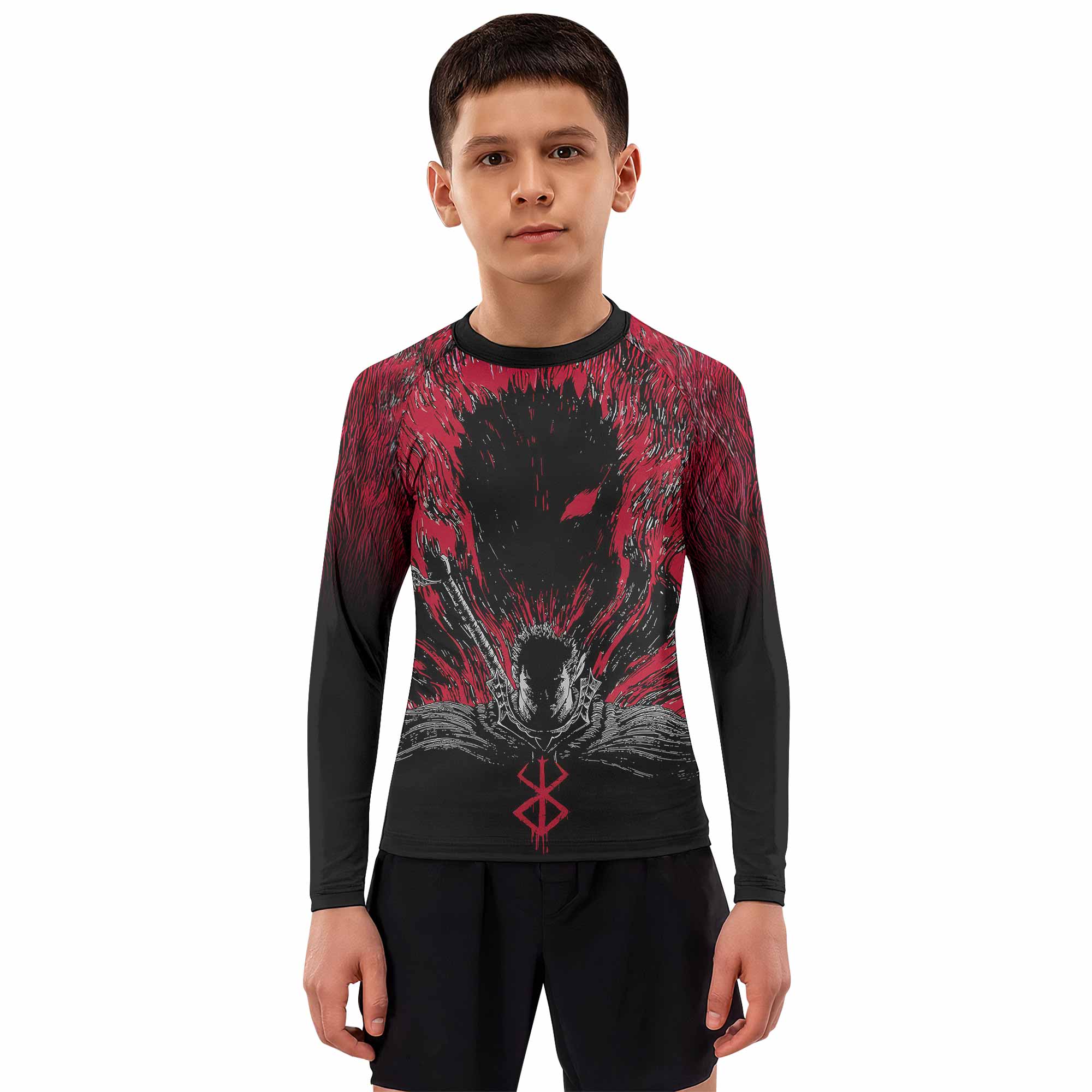 Berserk Black Swordsman Kids Rash Guard