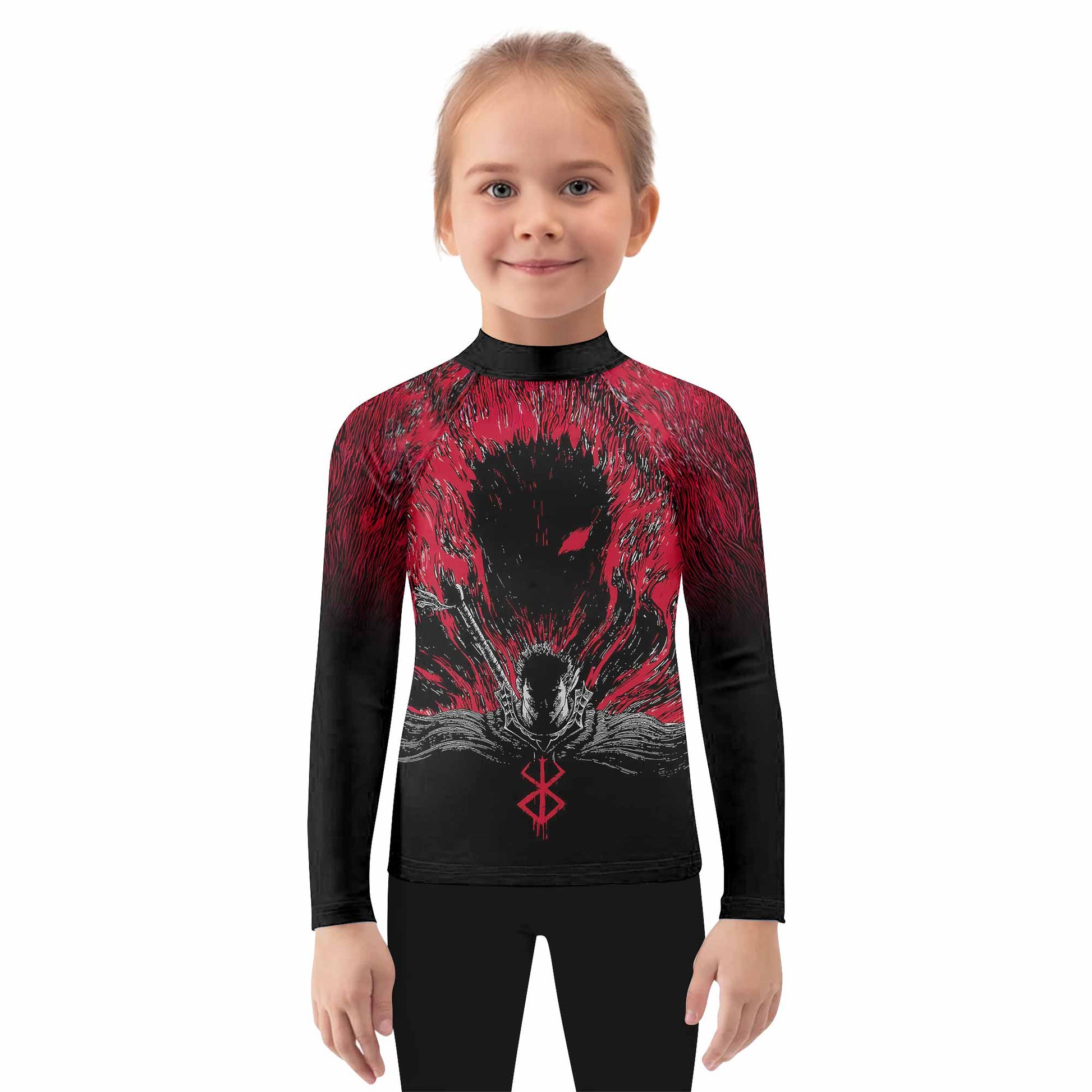 Berserk Black Swordsman Kids Rash Guard