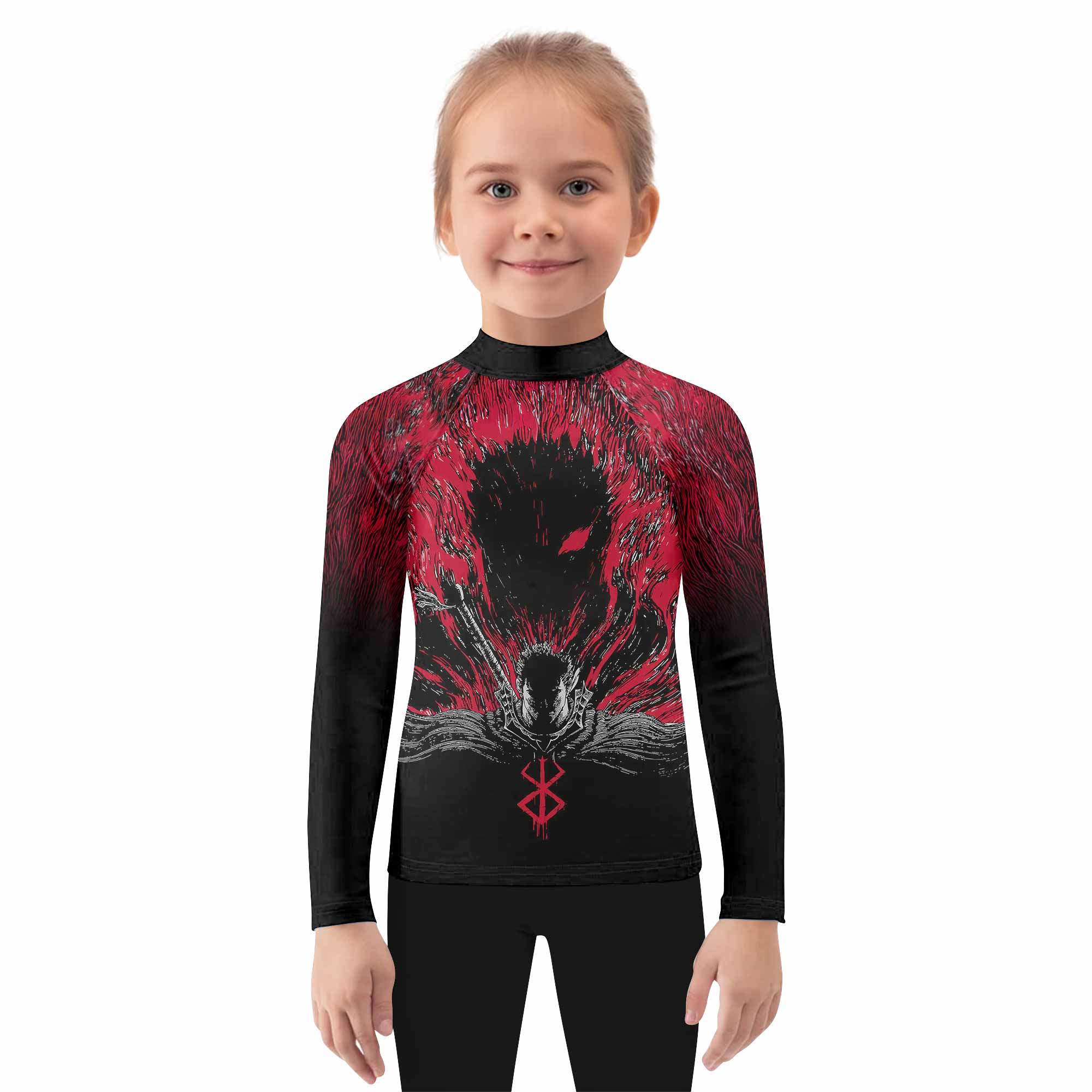 Berserk Black Swordsman Kids Rash Guard