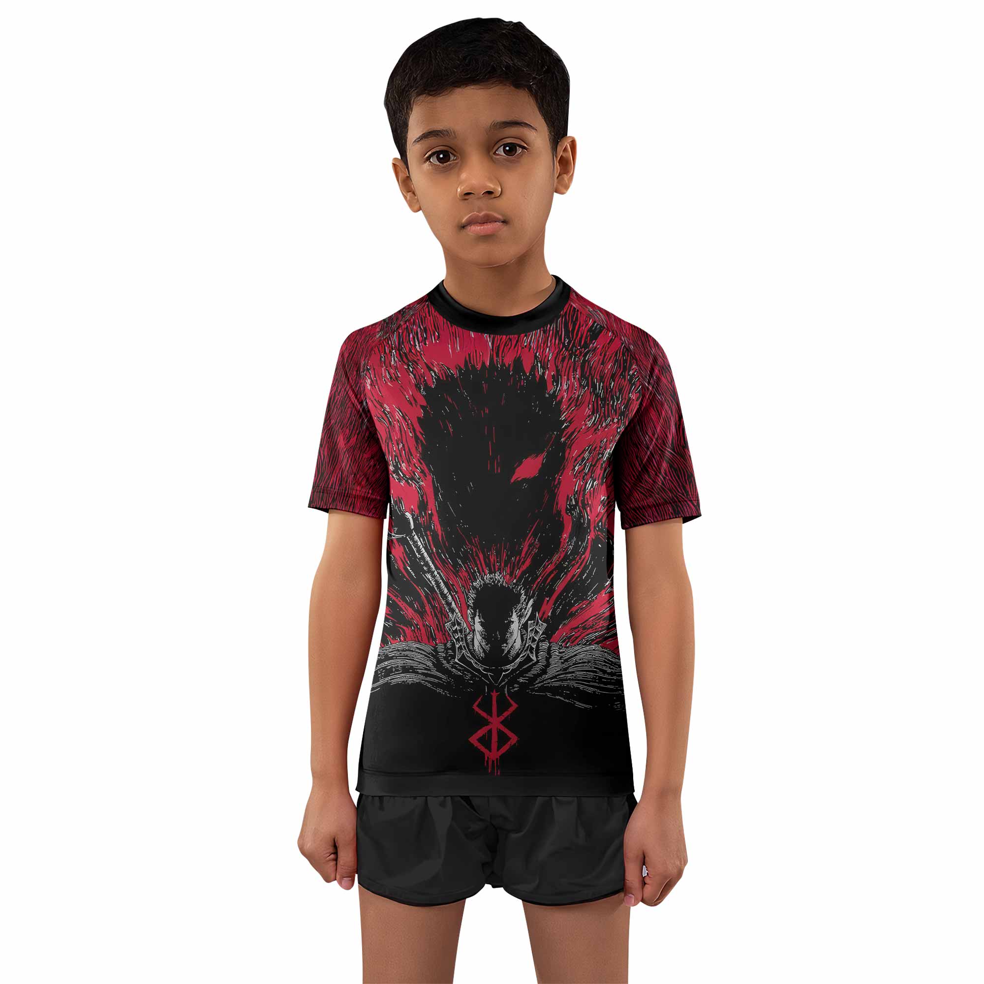 Berserk Black Swordsman Kids Rash Guard