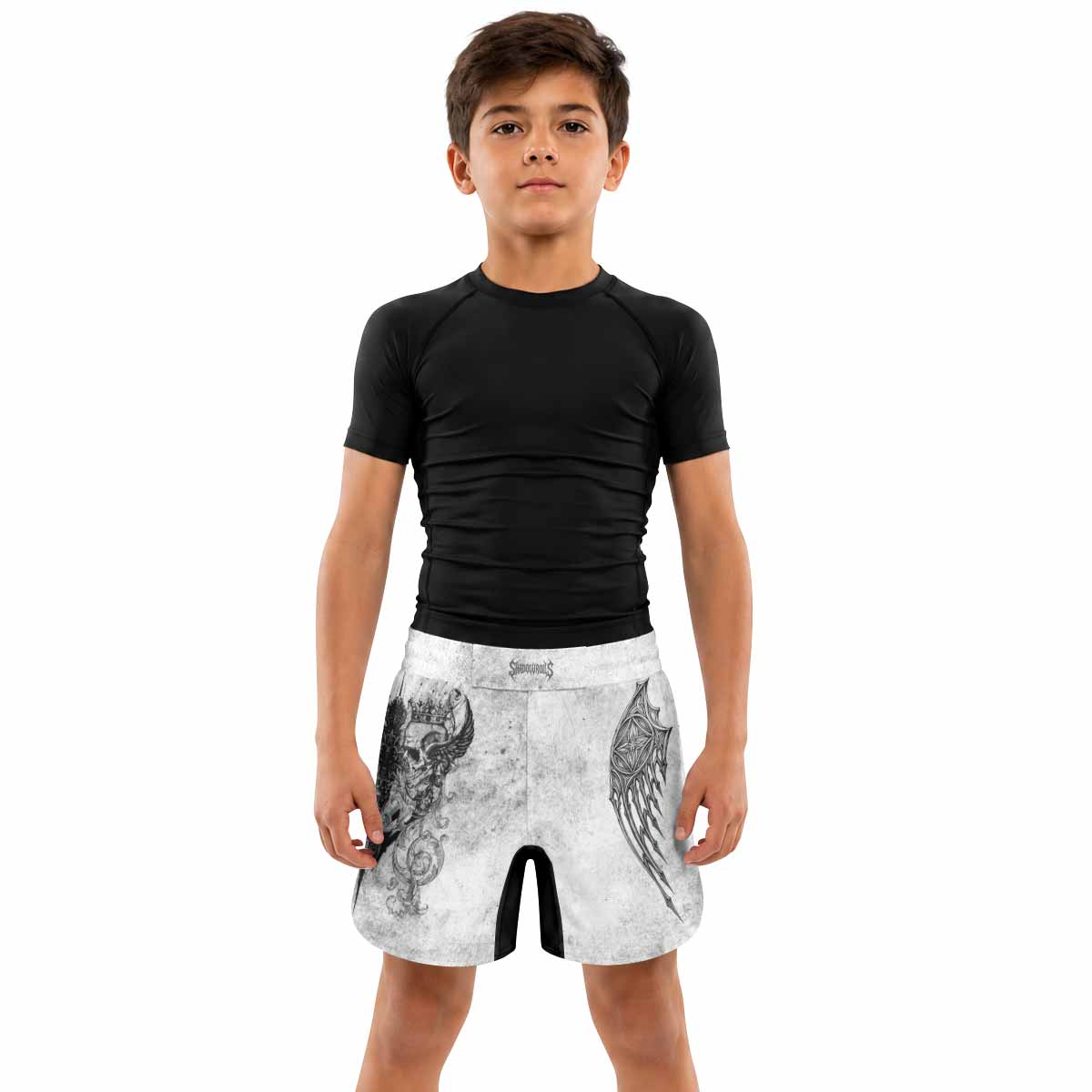 Gothic Angel Cross Kids Grappling Shorts - lifestyle
