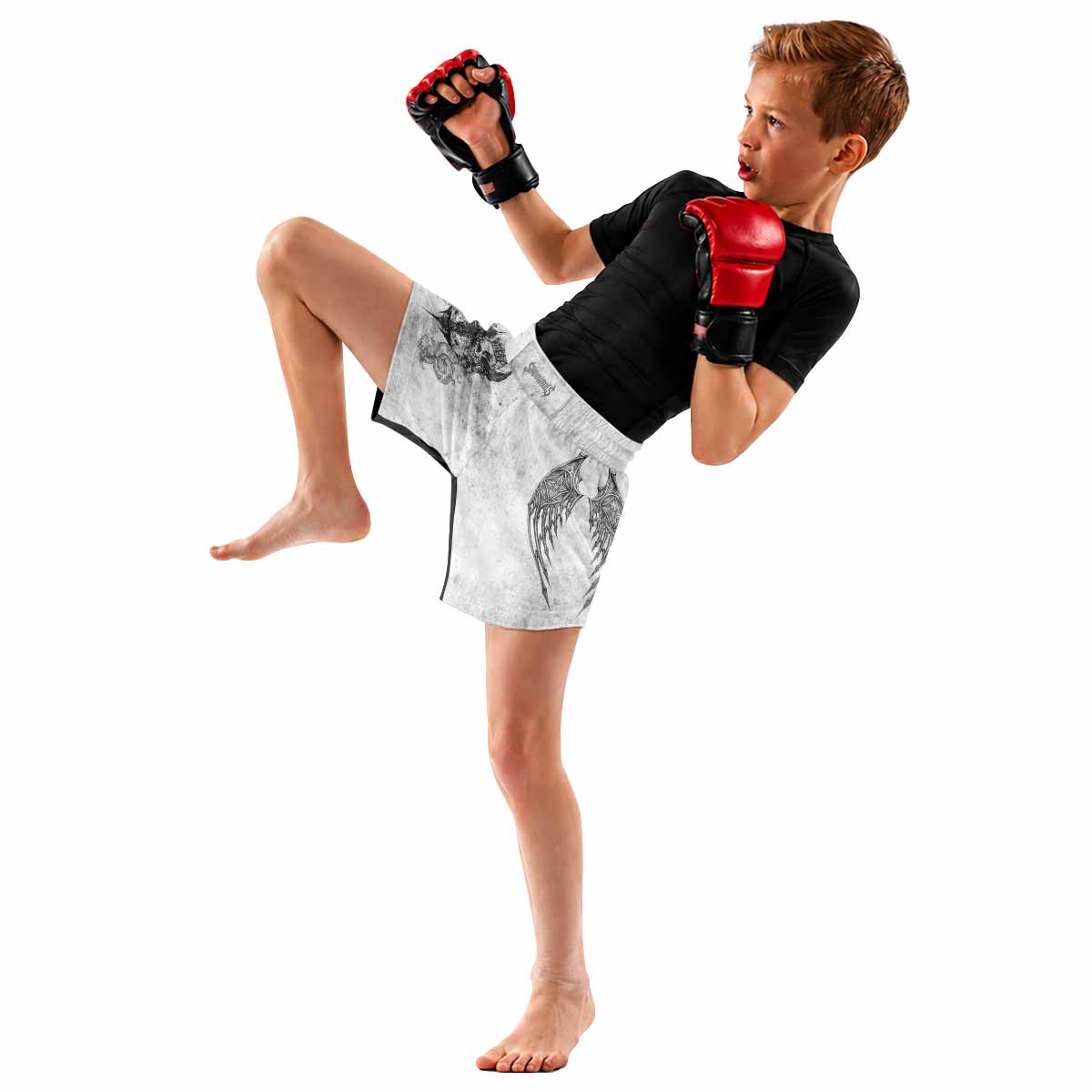 Gothic Angel Cross Kids Grappling Shorts - lifestyle
