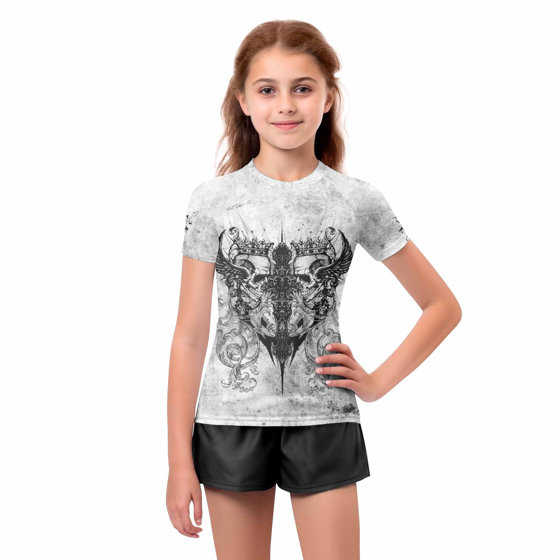 Gothic Angel Cross Kids Rash Guard