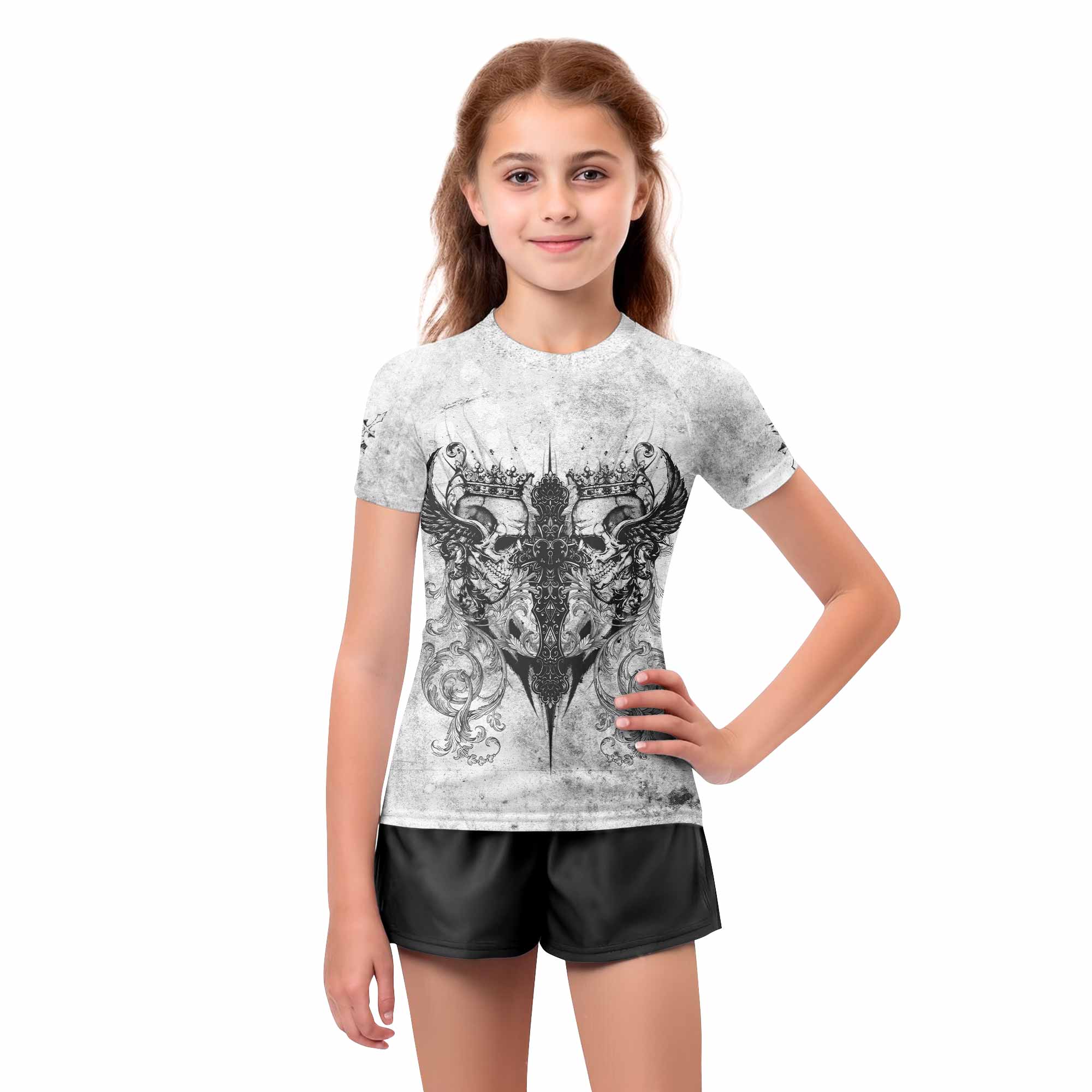 Gothic Angel Cross Kids Rash Guard
