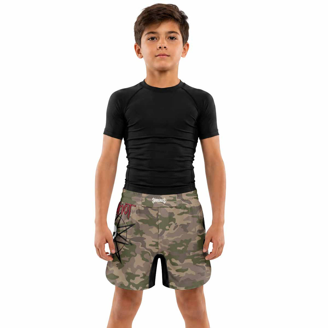 Slipknot Mask Camo Kids Grappling Shorts - lifestyle