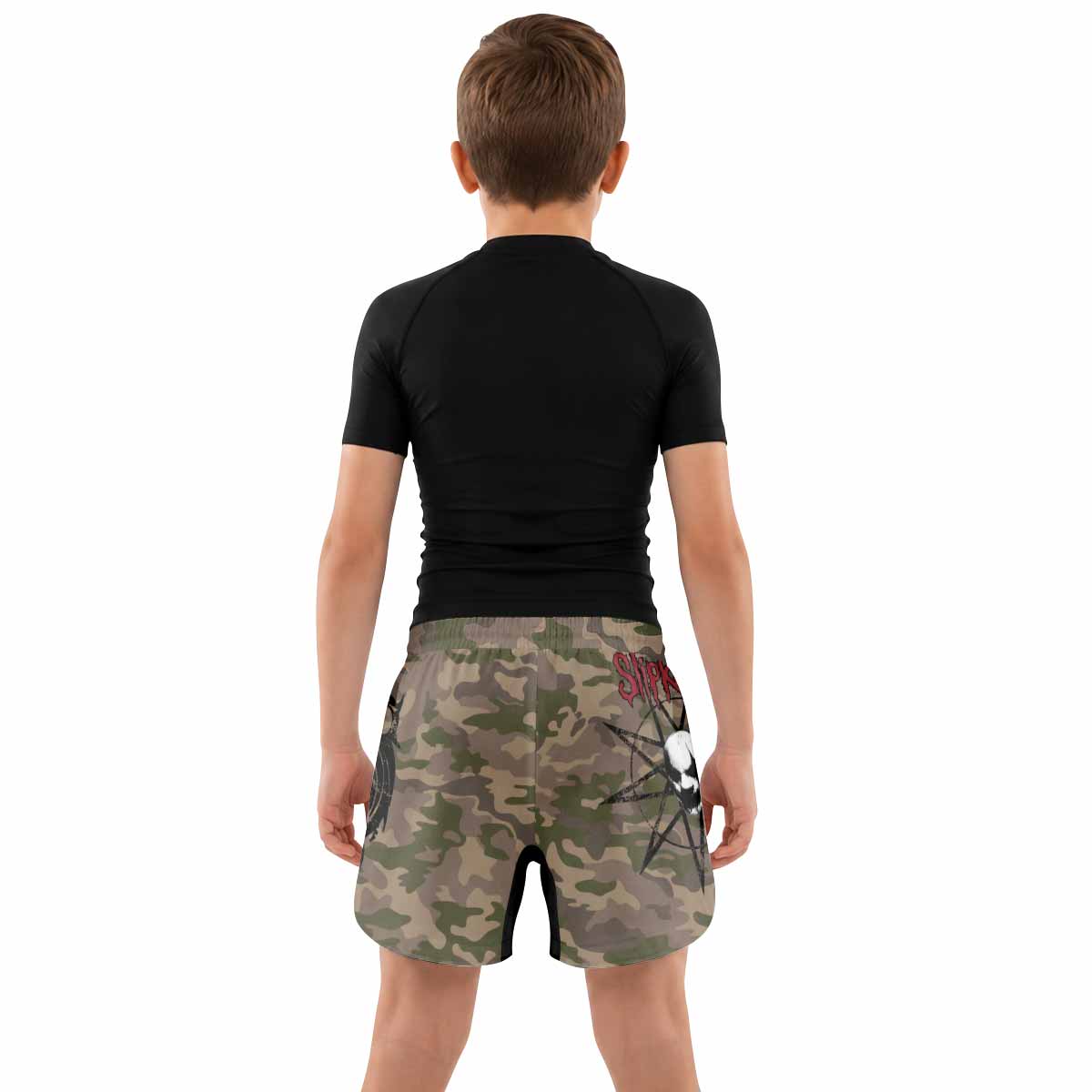Slipknot Mask Camo Kids Grappling Shorts - lifestyle