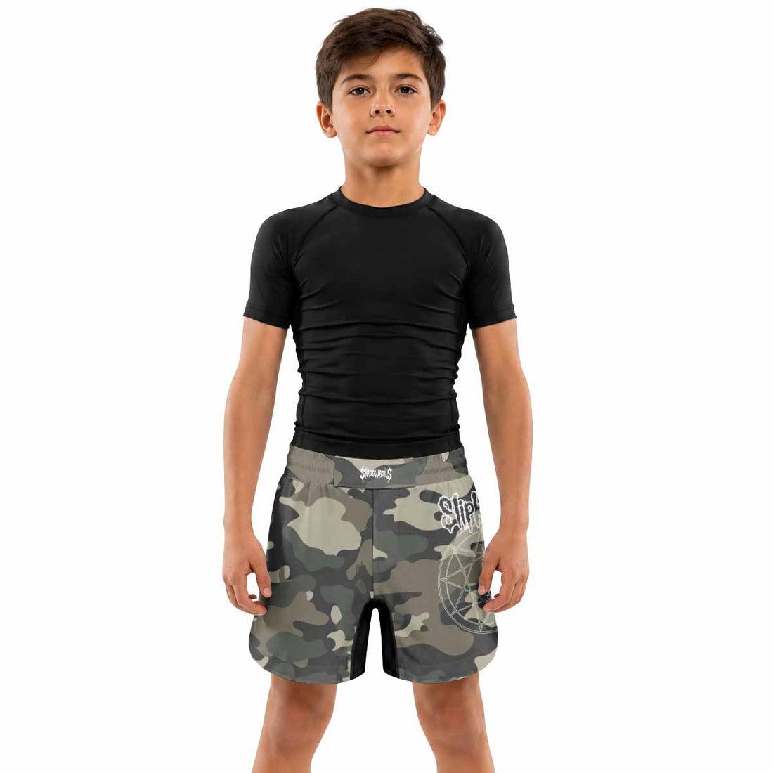 Slipknot Pentagram Camo Kids Grappling Shorts - lifestyle