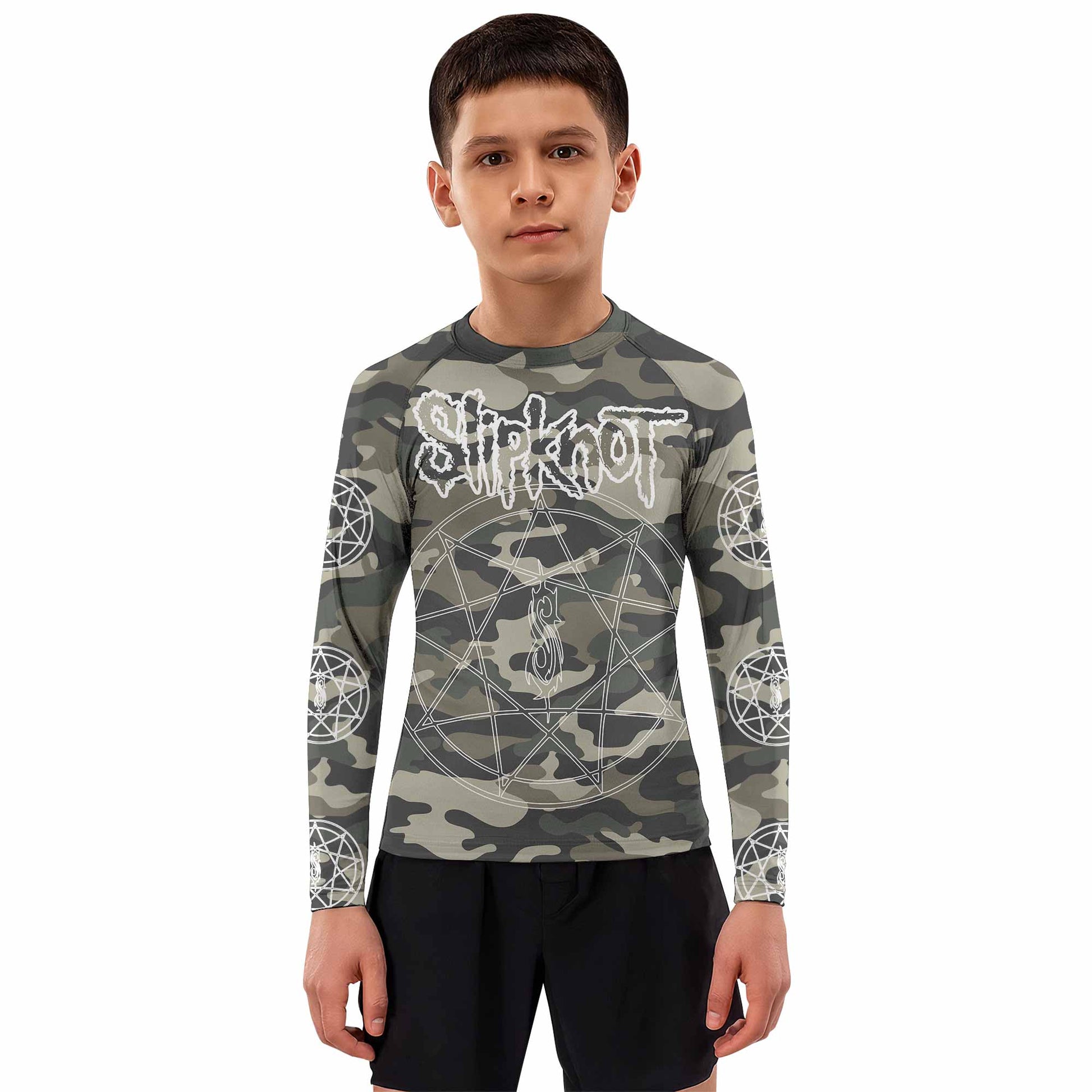 Slipknot Pentagram Camo Kids Rash Guard