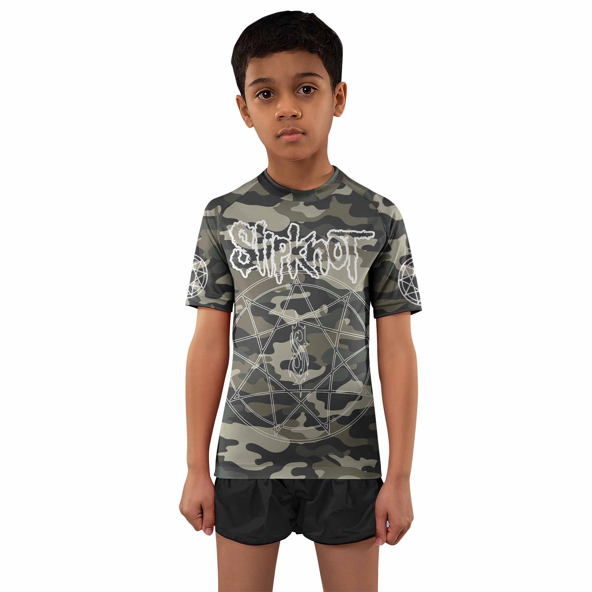 Slipknot Pentagram Camo Kids Rash Guard