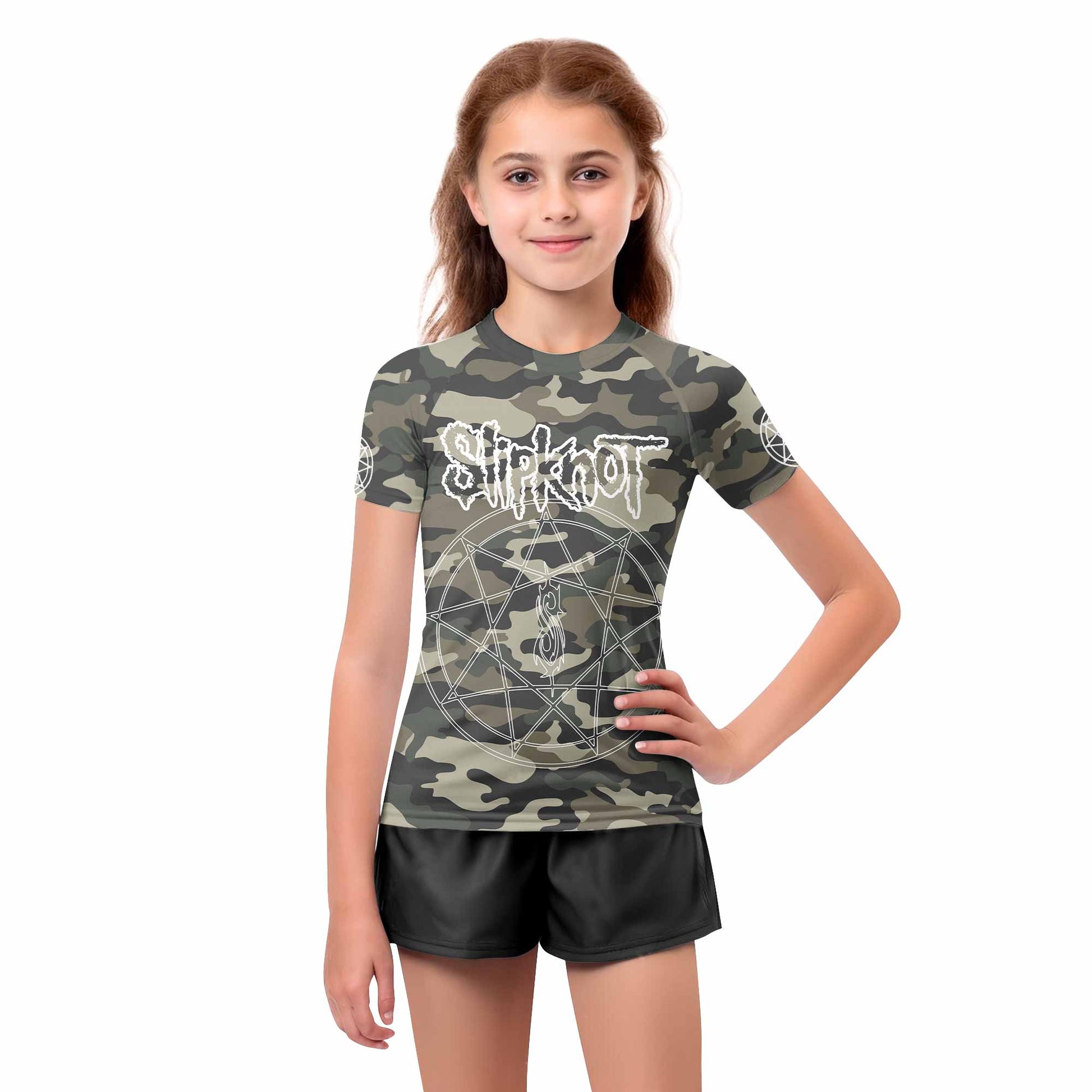 Slipknot Pentagram Camo Kids Rash Guard
