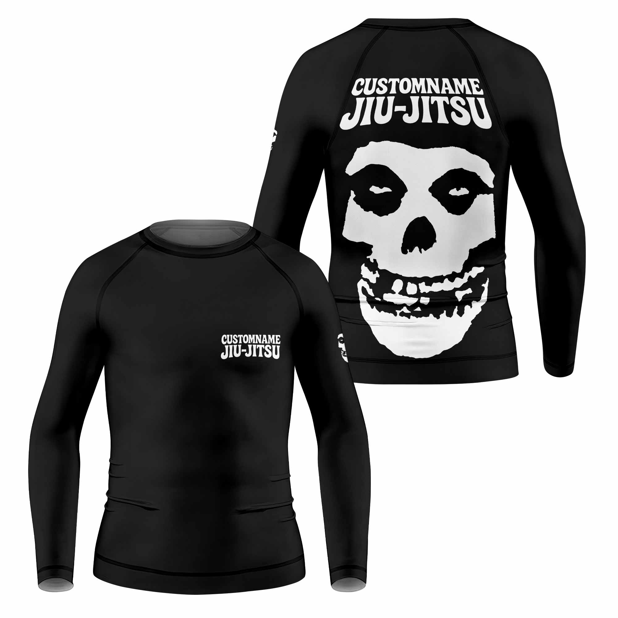 Custom Name Skull Jiu-Jitsu Kids Rash Guard