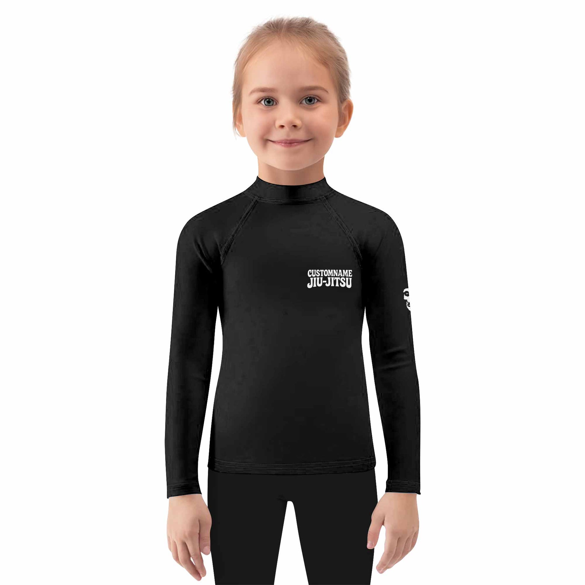 Custom Name Skull Jiu-Jitsu Kids Rash Guard
