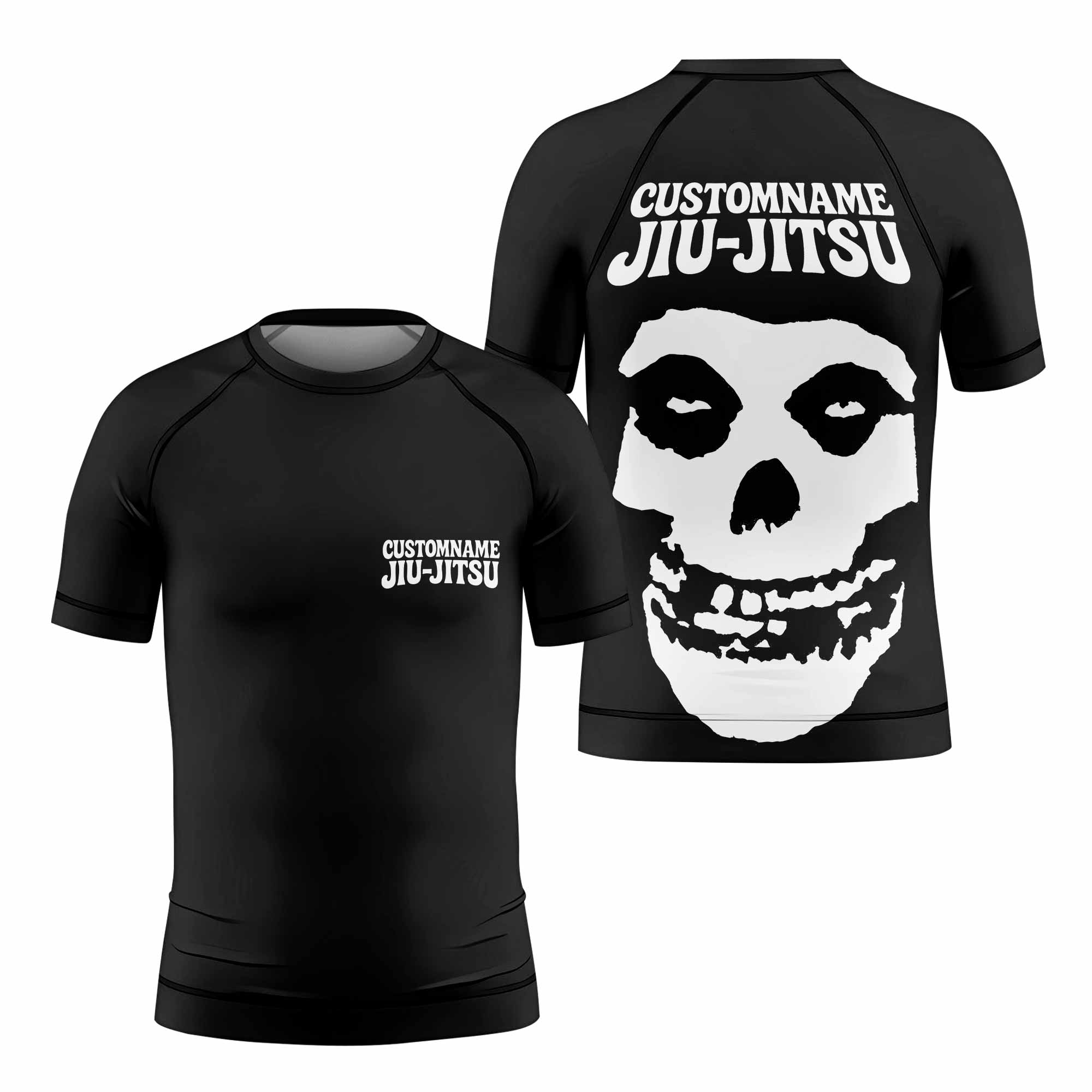 Custom Name Skull Jiu-Jitsu Kids Rash Guard