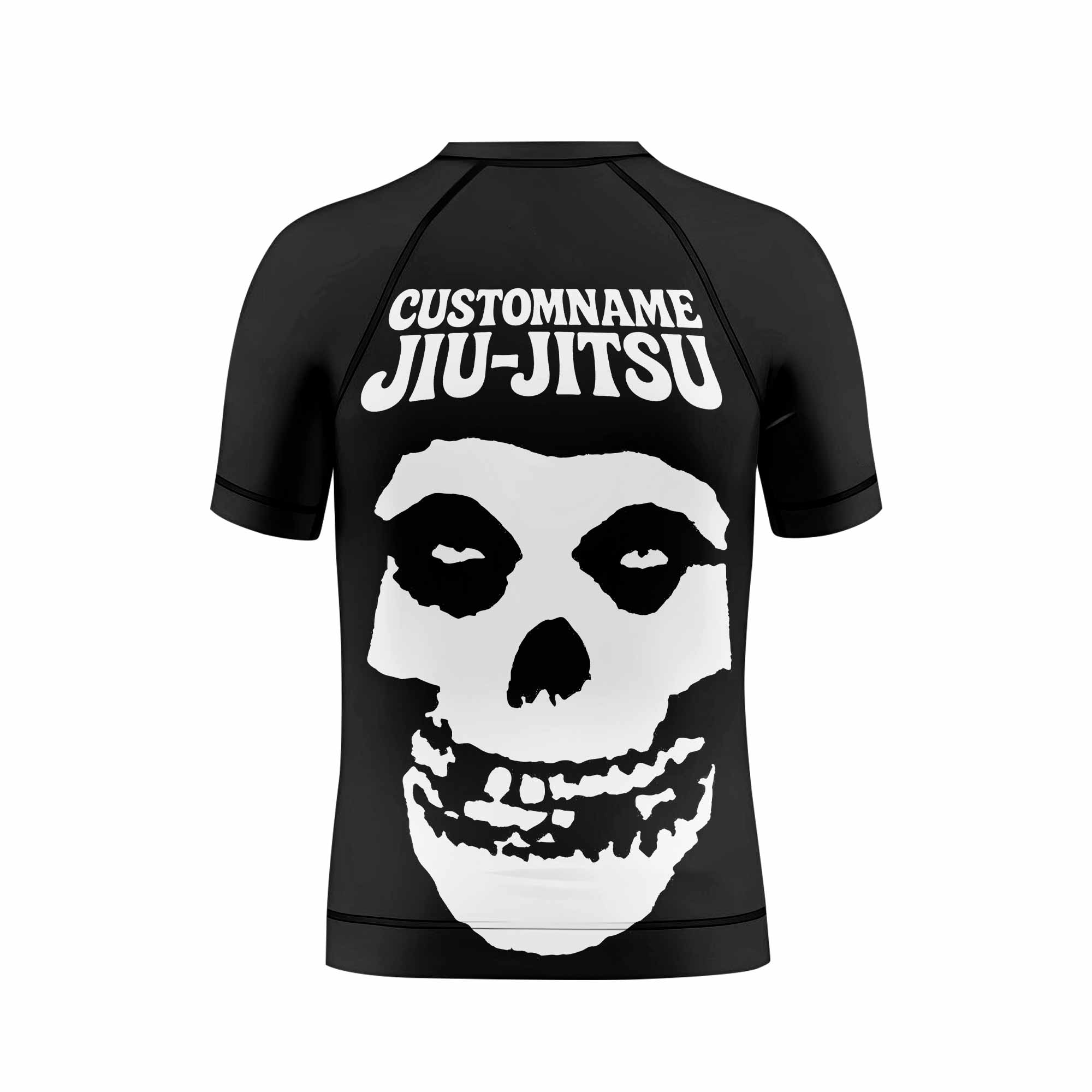 Custom Name Skull Jiu-Jitsu Kids Rash Guard