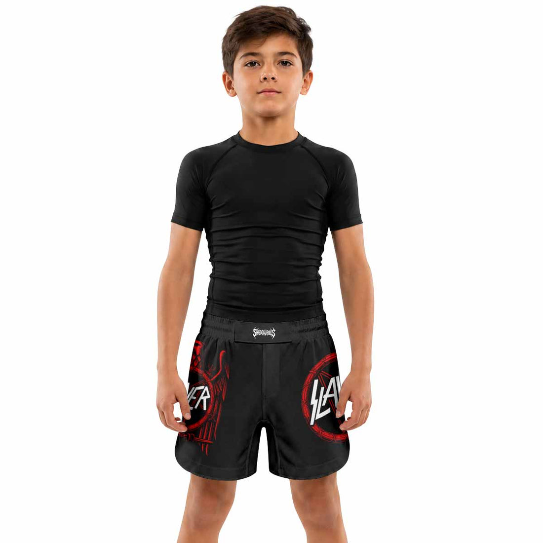 Slayer Red Eagle Kids Grappling Shorts - lifestyle