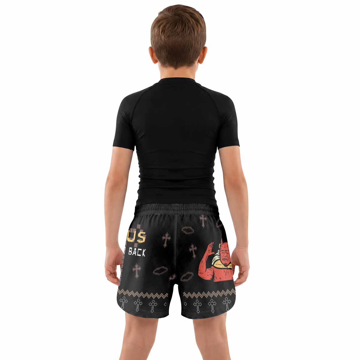 Jesus Has Your Back Kids Grappling Shorts - lifestyle