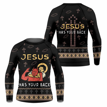 Jesus Has Your Back Kids Rash Guard