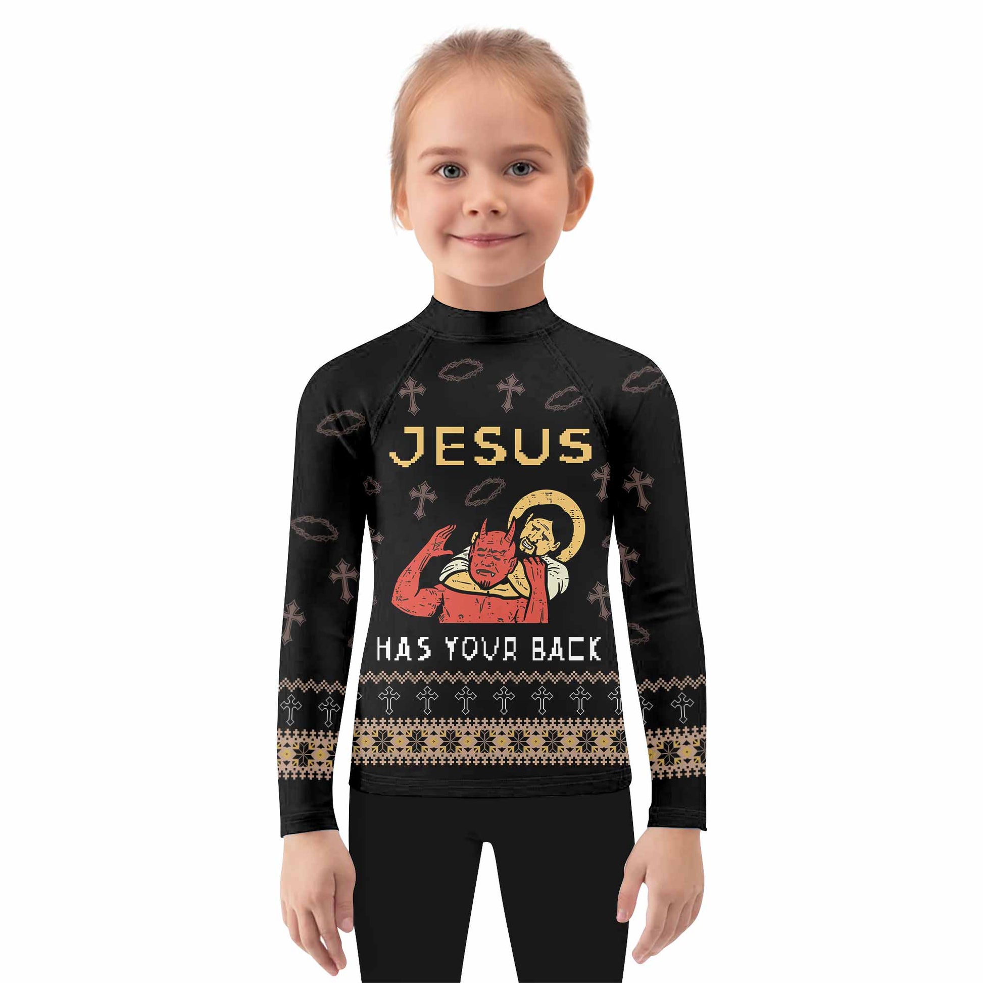 Jesus Has Your Back Kids Rash Guard