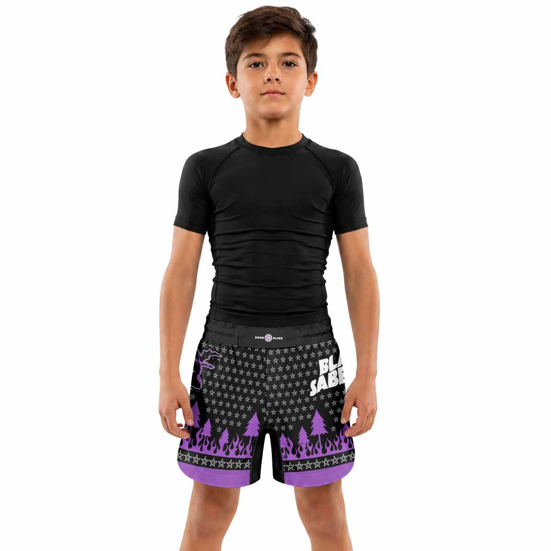 Black Sabbath Kids Grappling Shorts - lifestyle
