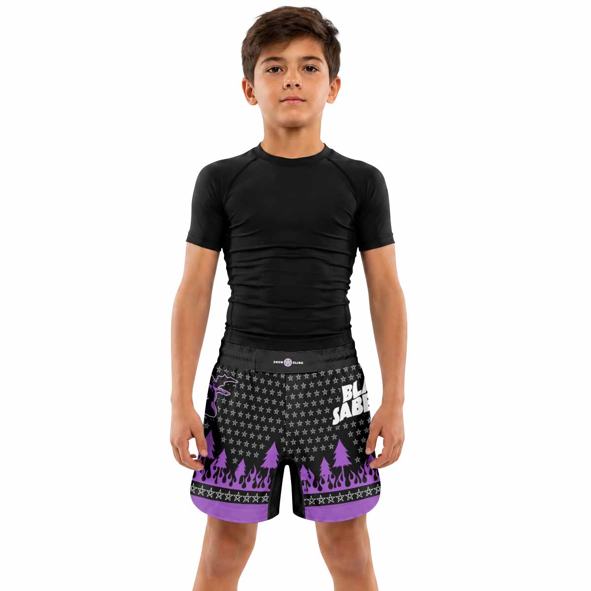 Black Sabbath Kids Grappling Shorts - lifestyle
