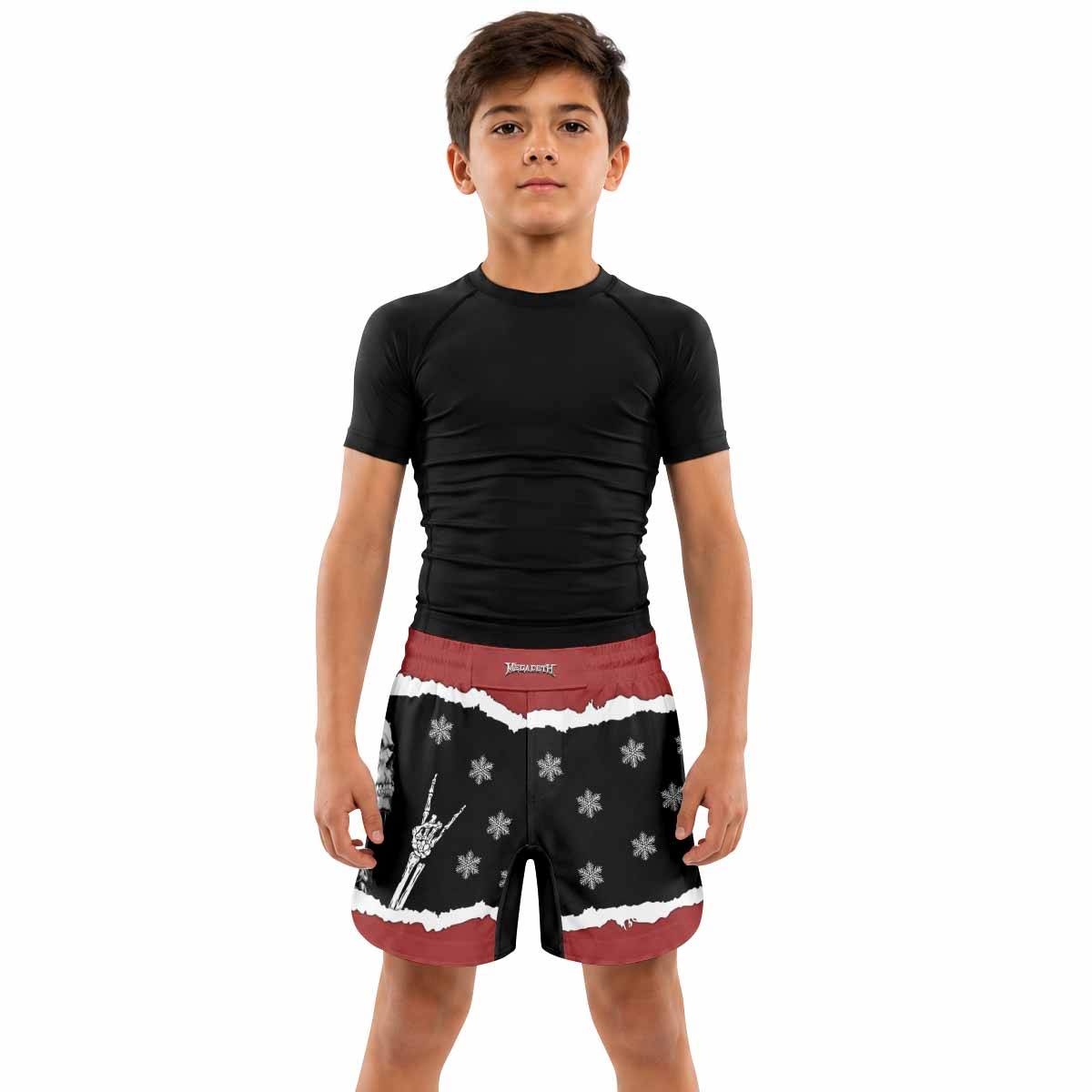 Megadeth Christmas Kids Grappling Shorts - lifestyle
