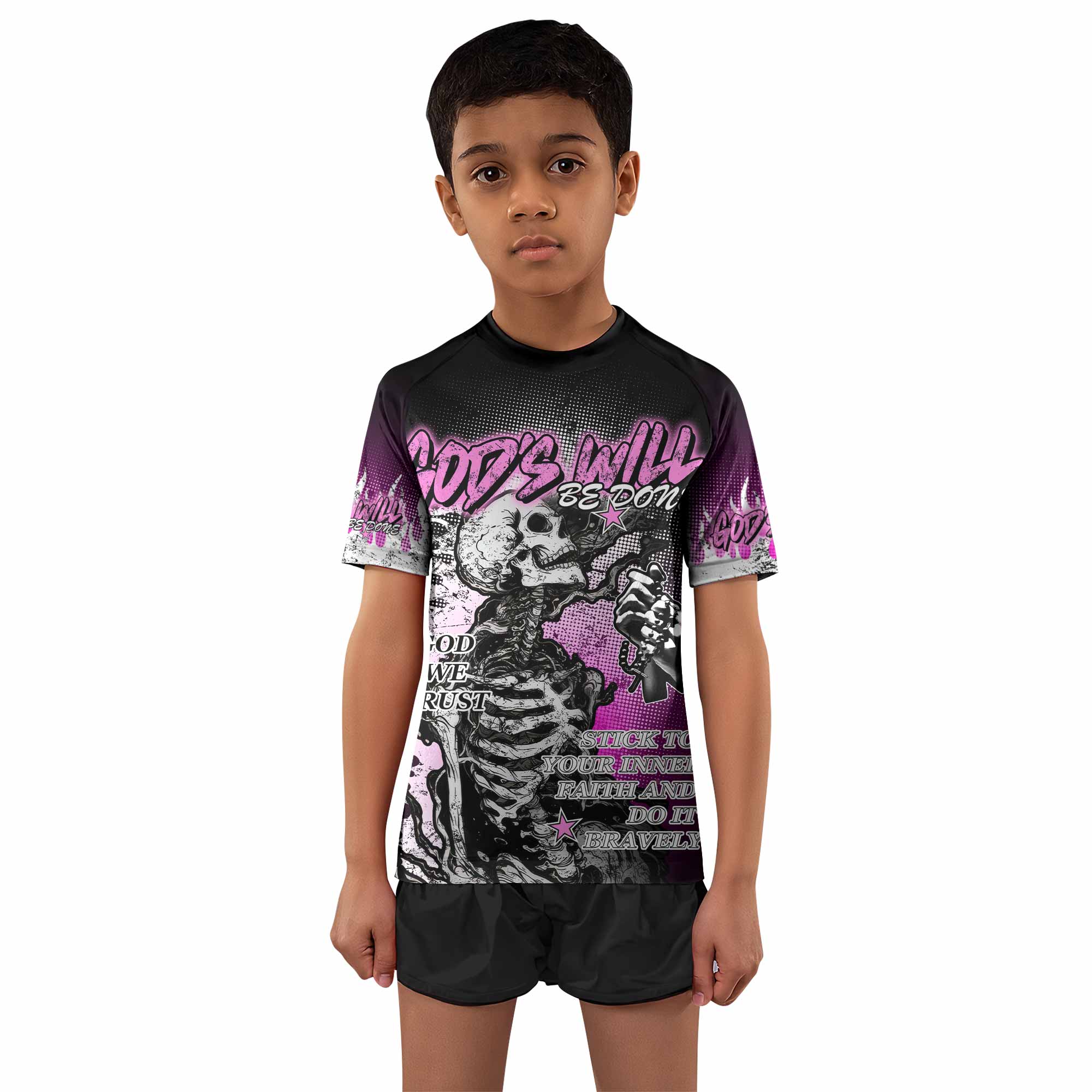 God's Will Be Done Kids Rash Guard