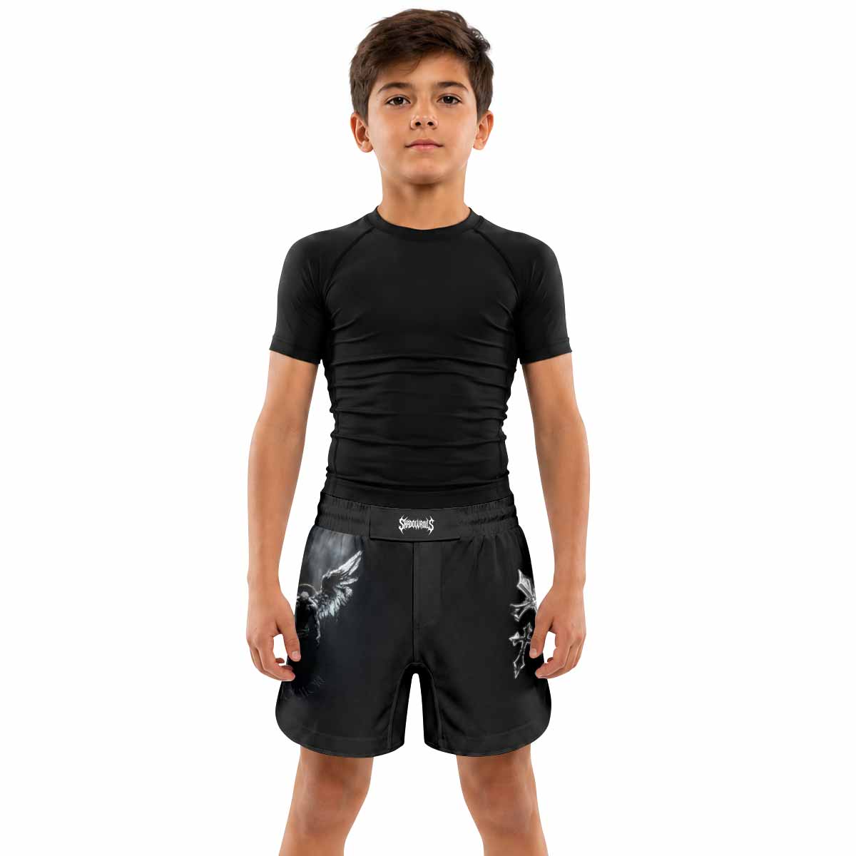 Memento Mori Kids Grappling Shorts - lifestyle