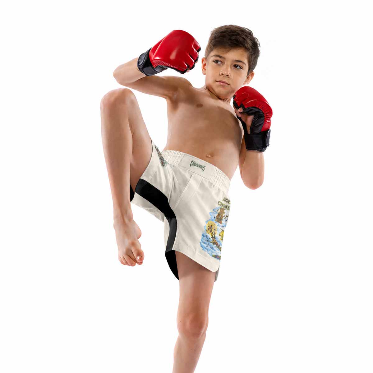 Iron Maiden Aces High Chokes Tight Kids Grappling Shorts - lifestyle