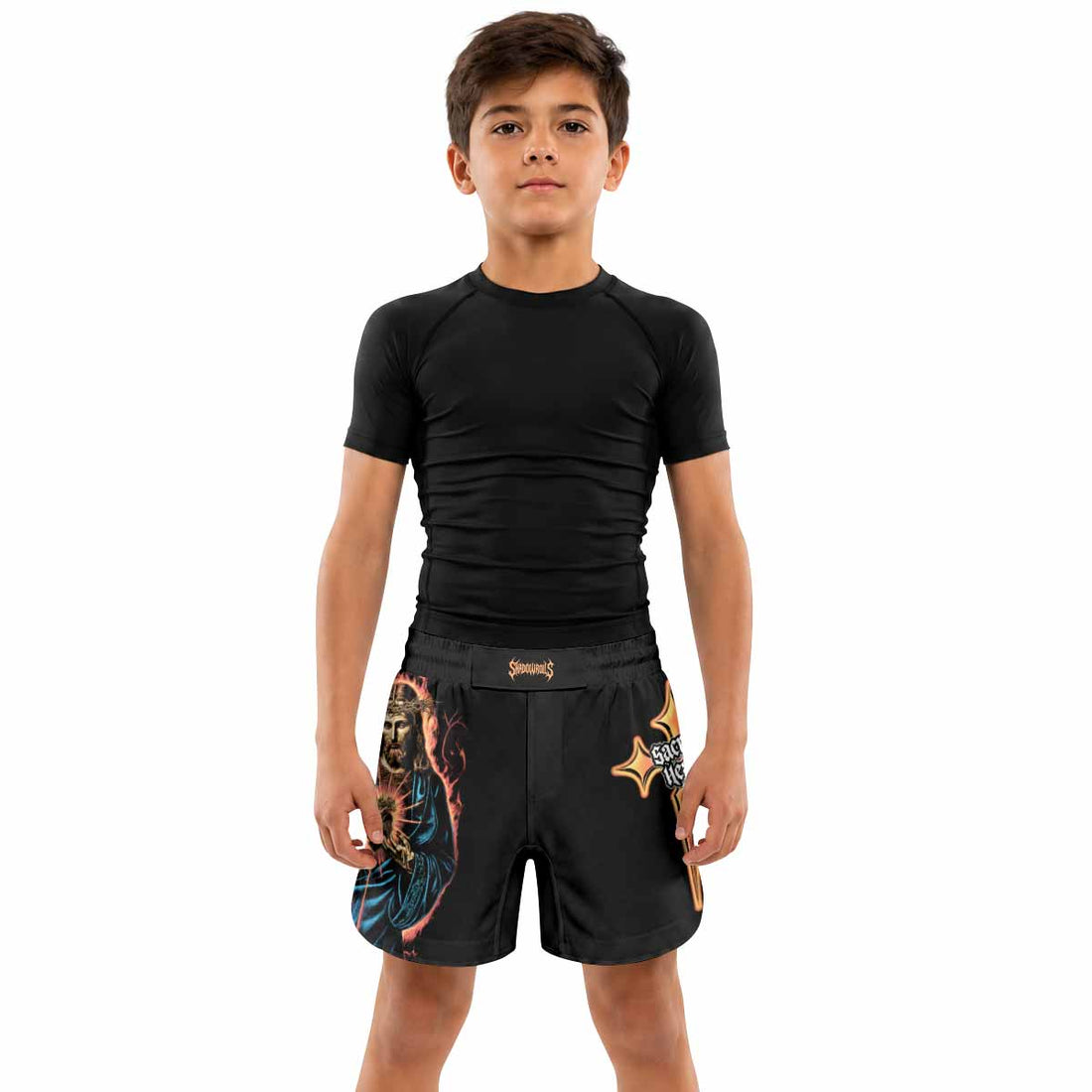 Sacred Heart Kids Grappling Shorts - lifestyle