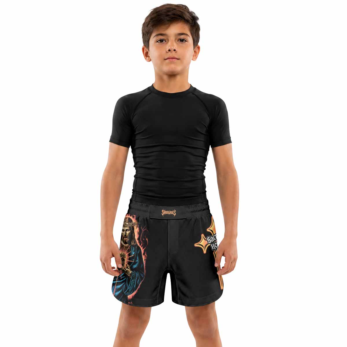 Sacred Heart Kids Grappling Shorts - lifestyle