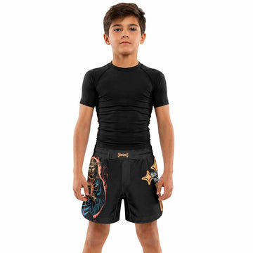 Sacred Heart Kids Grappling Shorts - lifestyle
