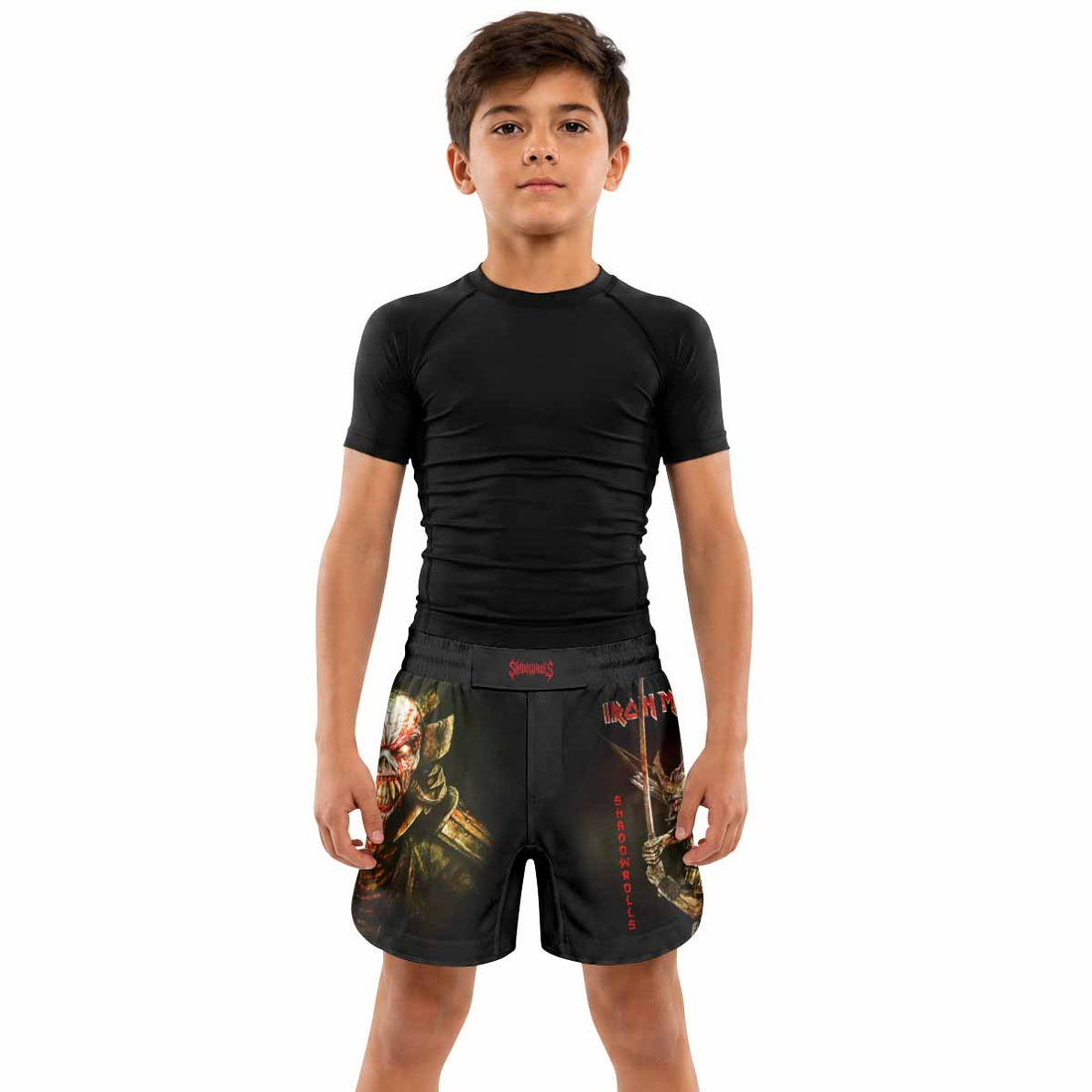 Iron Maiden Samurai Kids Grappling Shorts - lifestyle