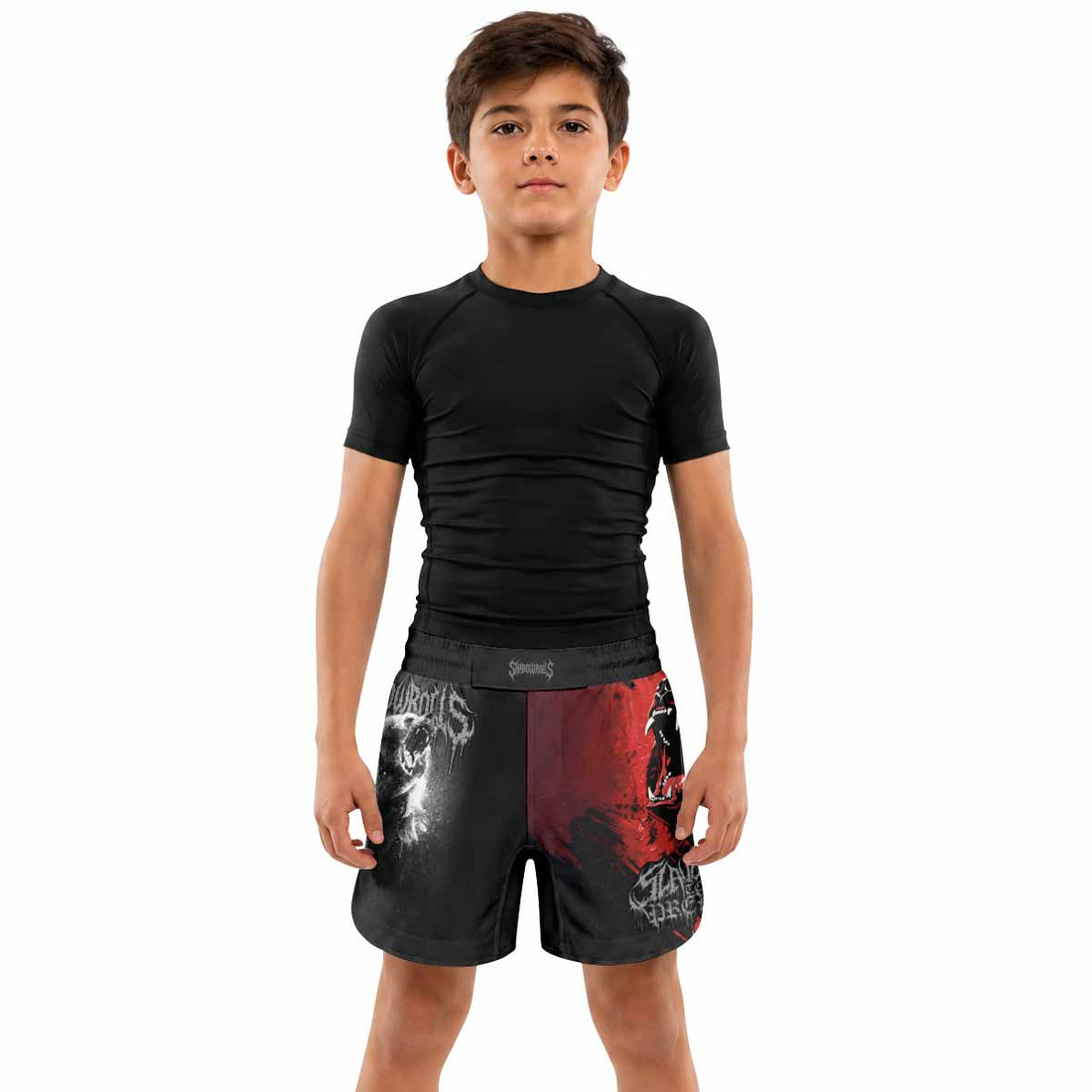 Slaughter to Prevail Bear Kids Grappling Shorts - lifestyle