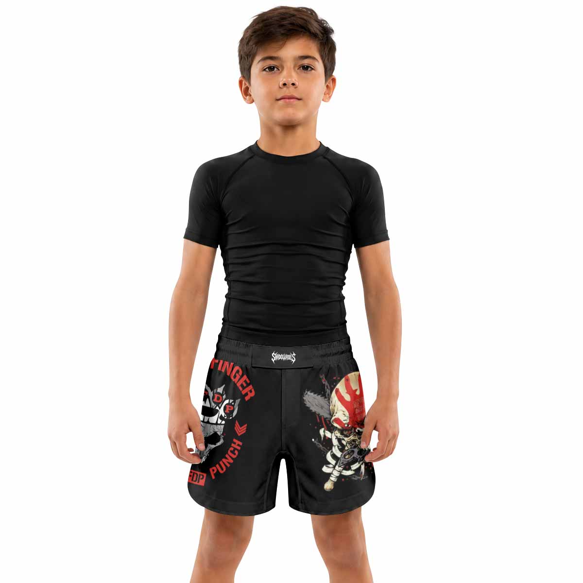 Five Finger Death Punch Shadowrolls Kids Grappling Shorts - lifestyle