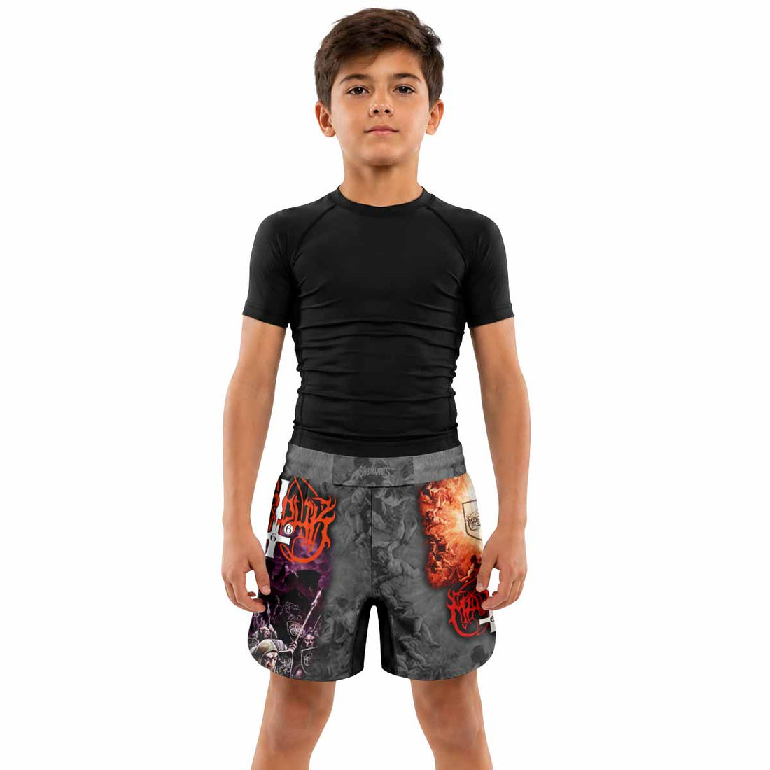 Marduk Heaven Shall Burn Kids Grappling Shorts - lifestyle