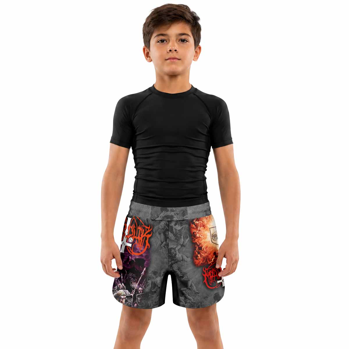 Marduk Heaven Shall Burn Kids Grappling Shorts - lifestyle