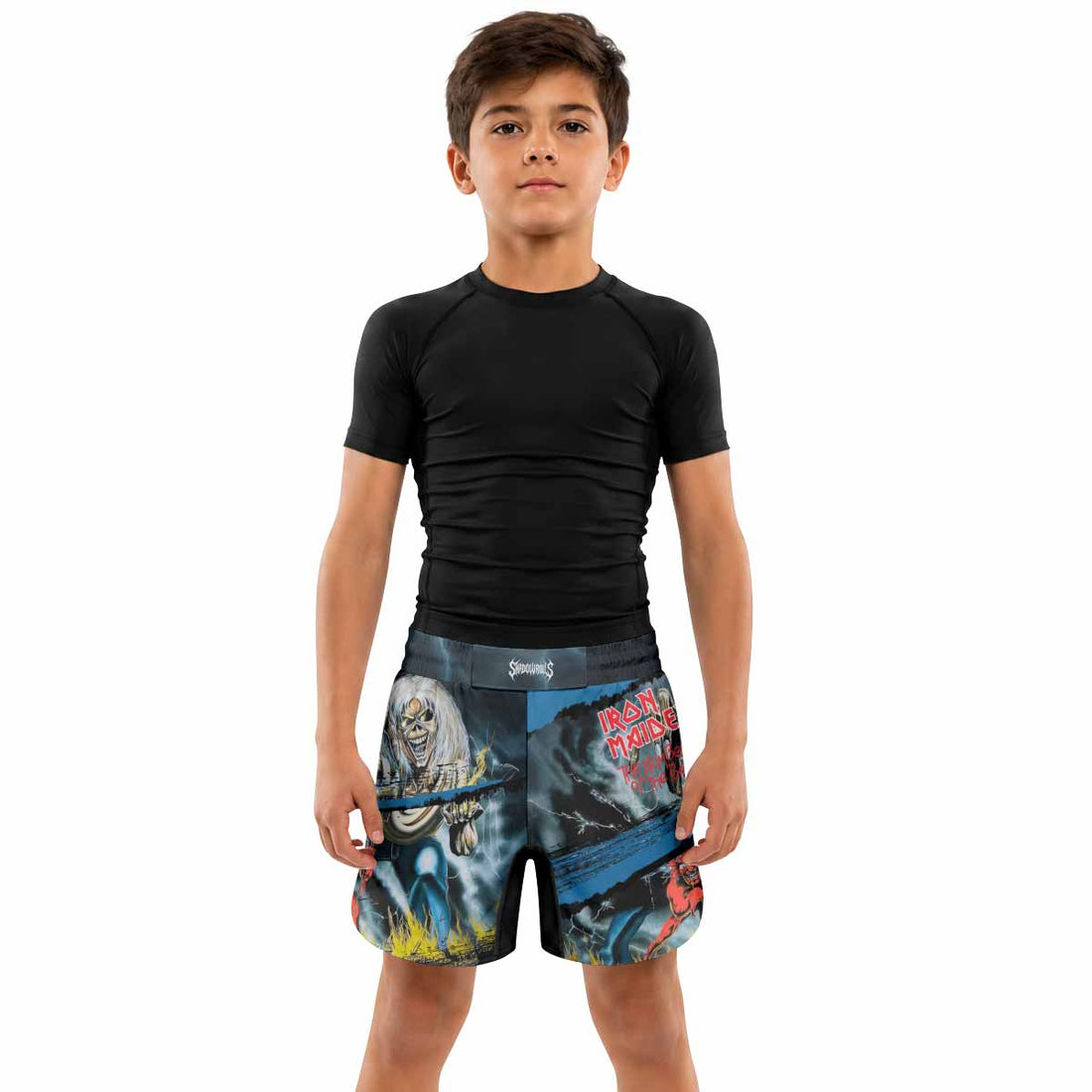 Iron Maiden The Number of the Beast Kids Grappling Shorts - lifestyle