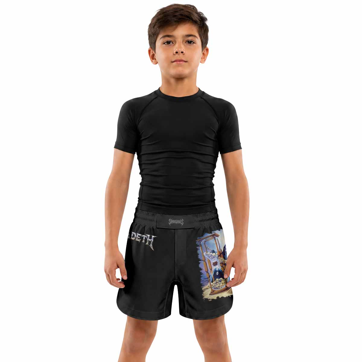 Megadeth Countdown to Submission Kids Grappling Shorts - lifestyle