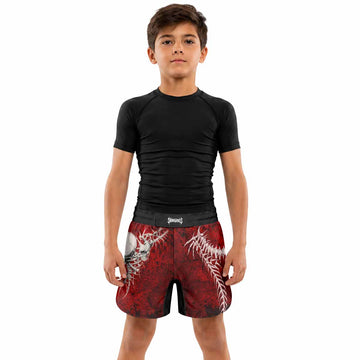 Blood Spine Skull Kids Grappling Shorts - lifestyle