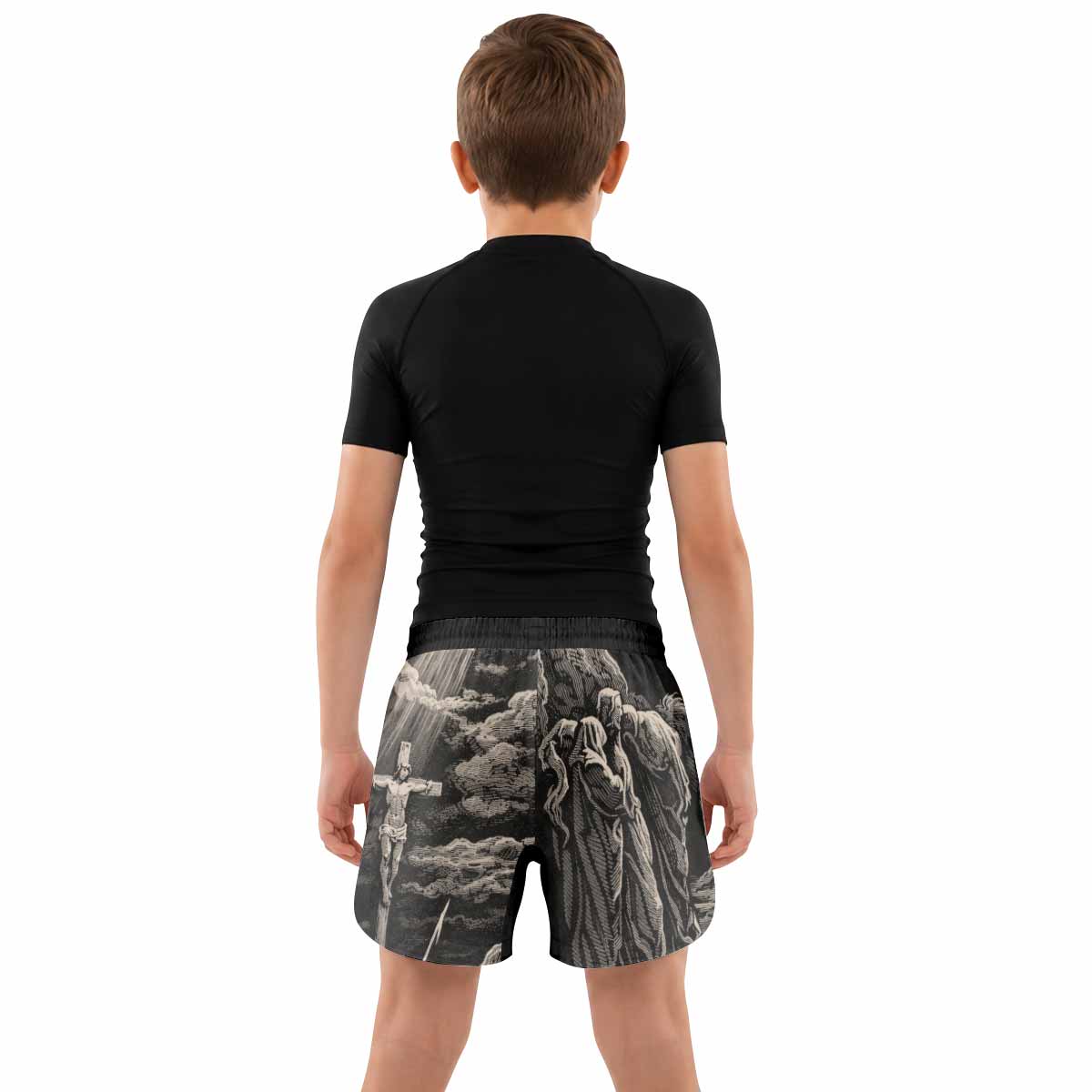 By His Stripes We Are Healed Kids Grappling Shorts - lifestyle