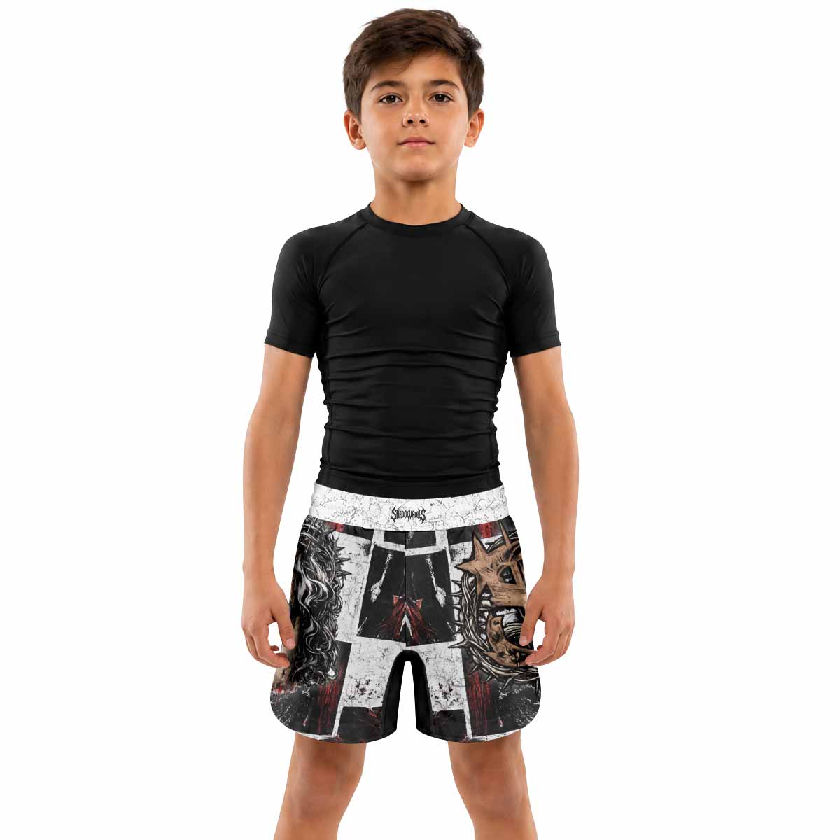 Man of Sorrows Kids Grappling Shorts - lifestyle