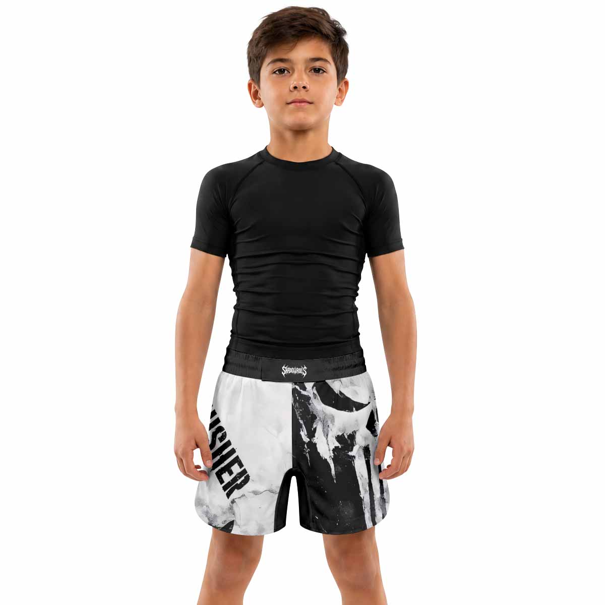 Punisher Ghost Skull Kids Grappling Shorts - lifestyle