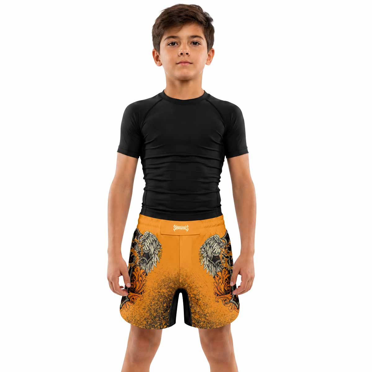 Faith Over Fear Crown Cross Kids Grappling Shorts - lifestyle
