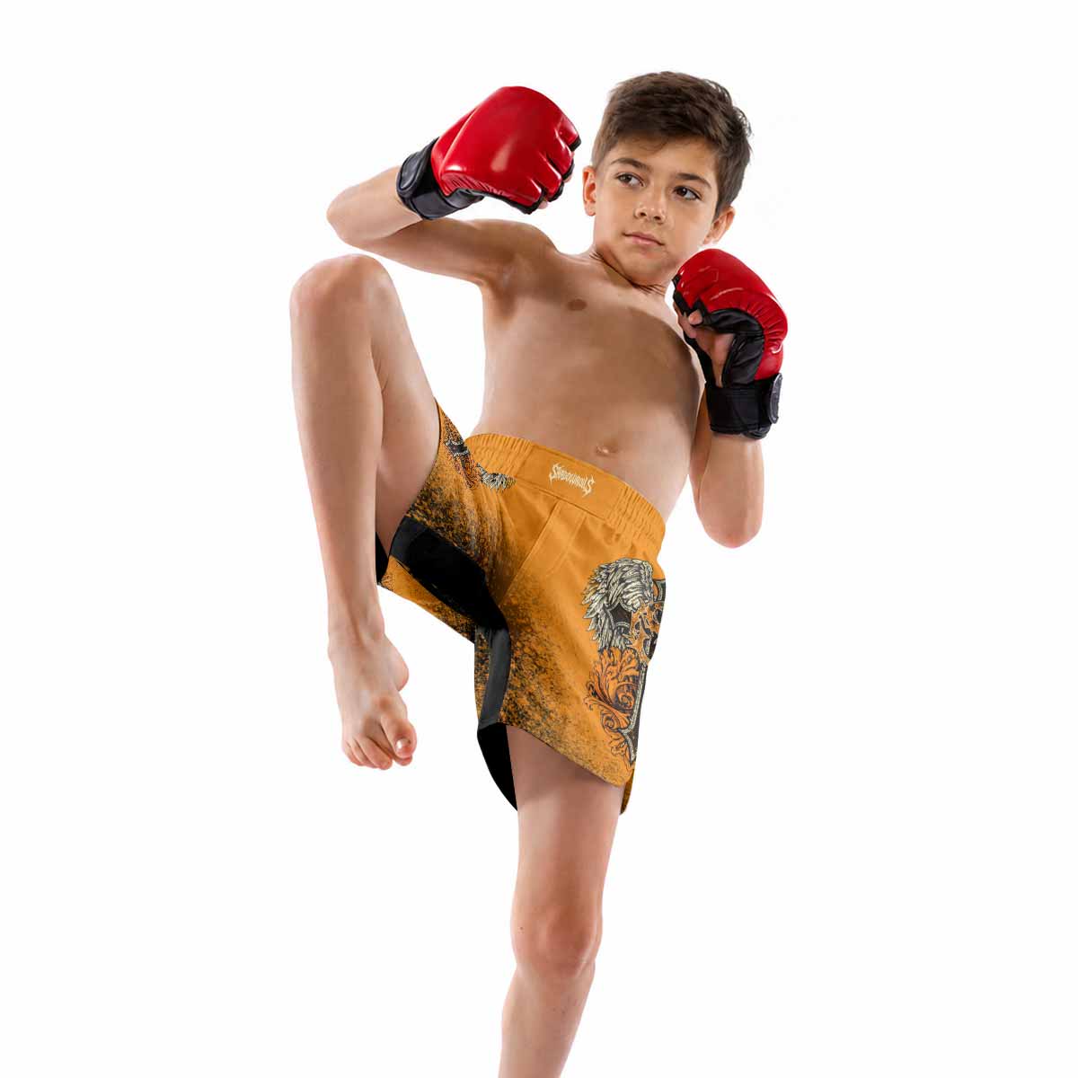 Faith Over Fear Crown Cross Kids Grappling Shorts - lifestyle