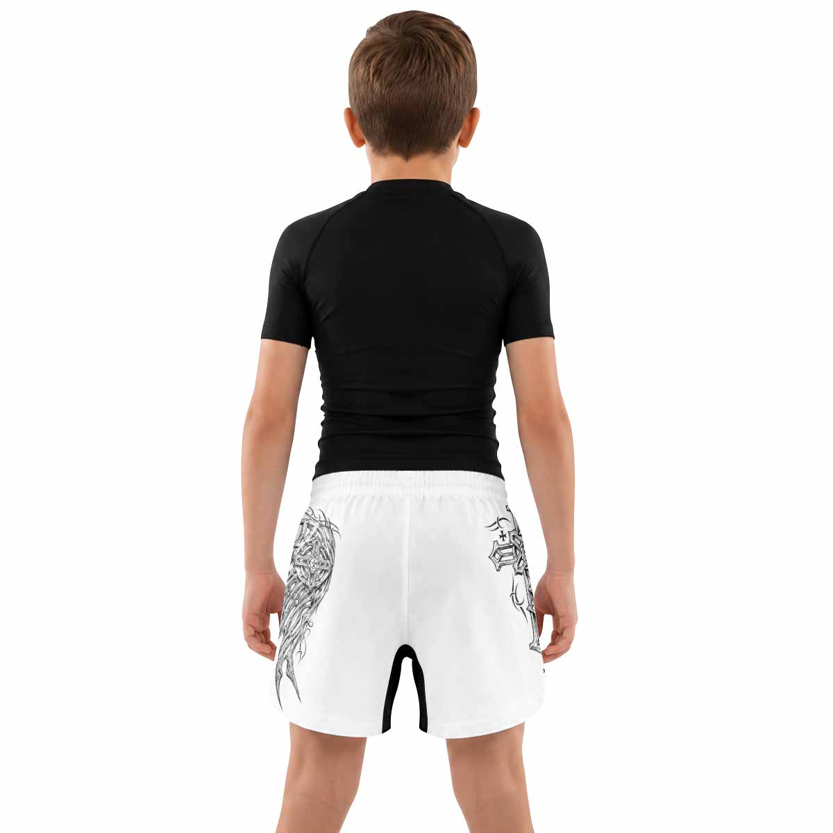Angel Wings Cross Kids Grappling Shorts - lifestyle