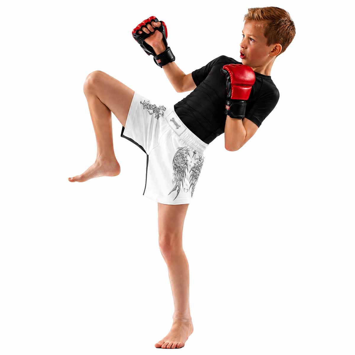 Angel Wings Cross Kids Grappling Shorts - lifestyle