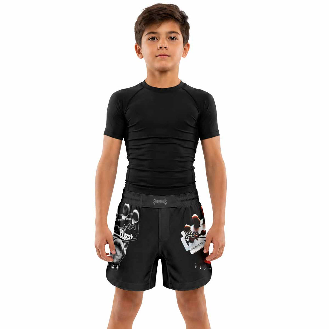 Judas Priest British Steel Kids Grappling Shorts - lifestyle