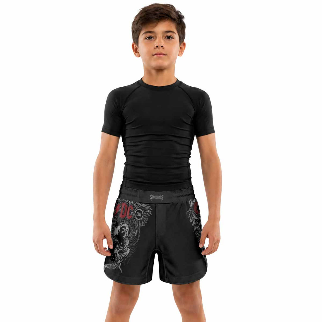AC/DC Black Ice Kids Grappling Shorts - lifestyle