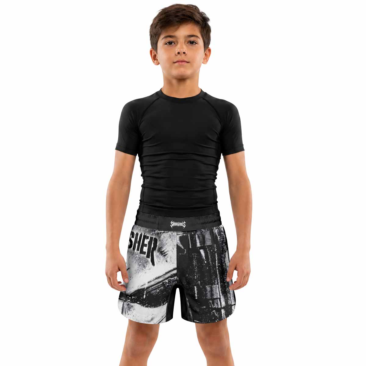 The Punisher War Mask Kids Grappling Shorts - lifestyle