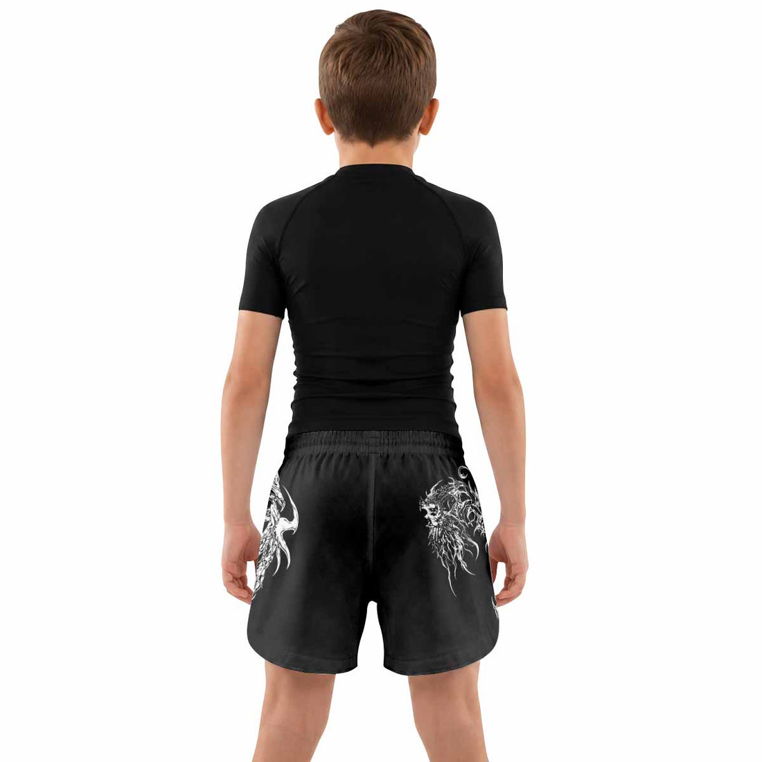 Gothic Bone Skull Kids Grappling Shorts - lifestyle